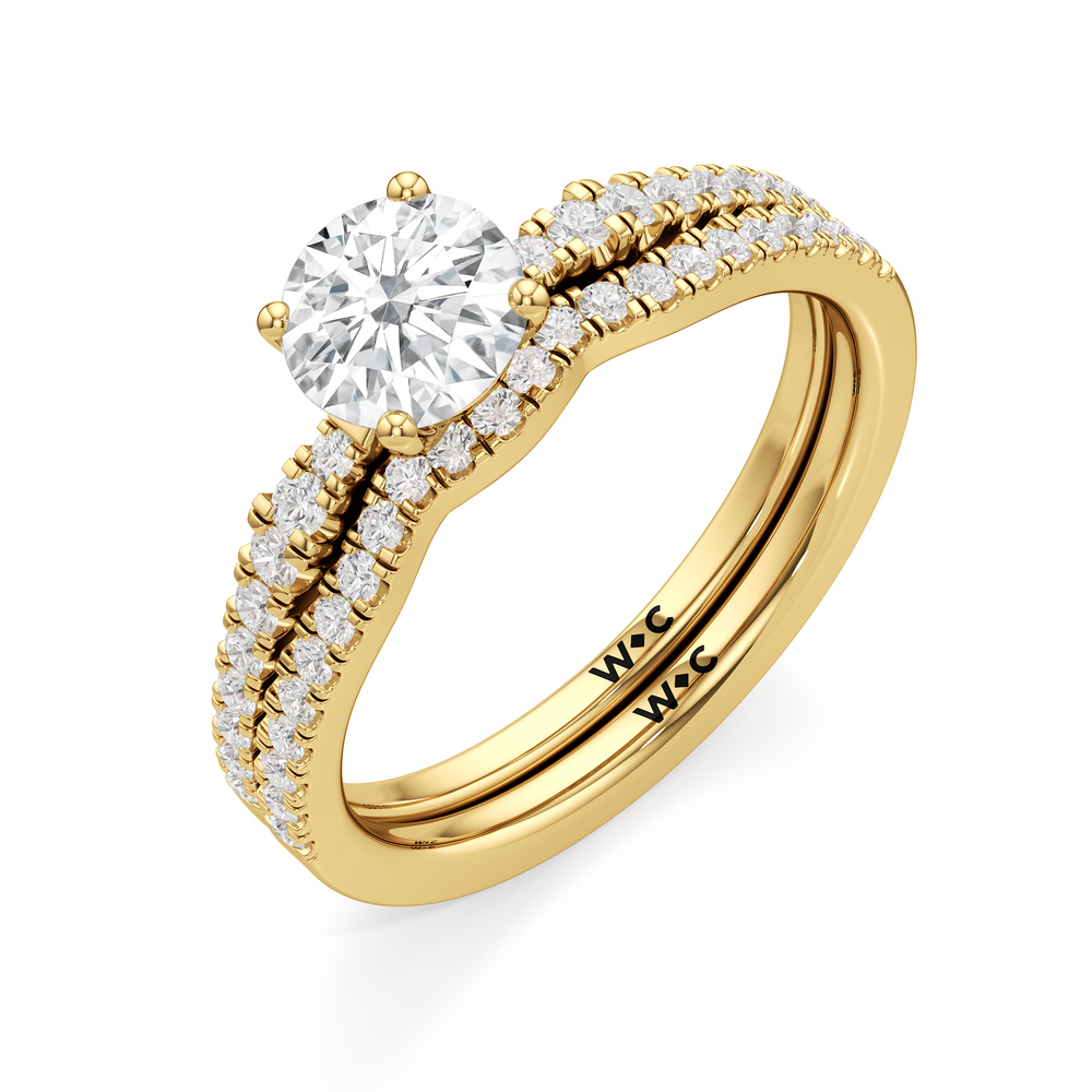 The Hazel Diamond Wedding Band with 18KT Yellow Gold Cut Diamond in 14KT Yellow Gold view 4
