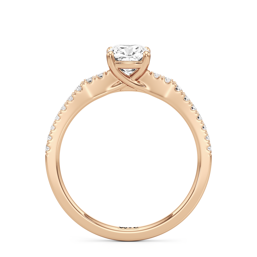 The Hazel Engagement Ring with Cushion Cut Diamond in 14KT Rose Gold view 2
