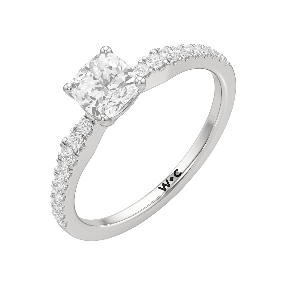 The Hazel Engagement Ring with Cushion Cut Diamond in 14KT Platinum view 3

