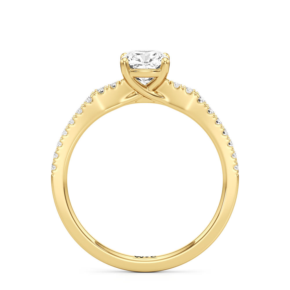 The Hazel Engagement Ring with Cushion Cut Diamond in 14KT Yellow Gold view 2
