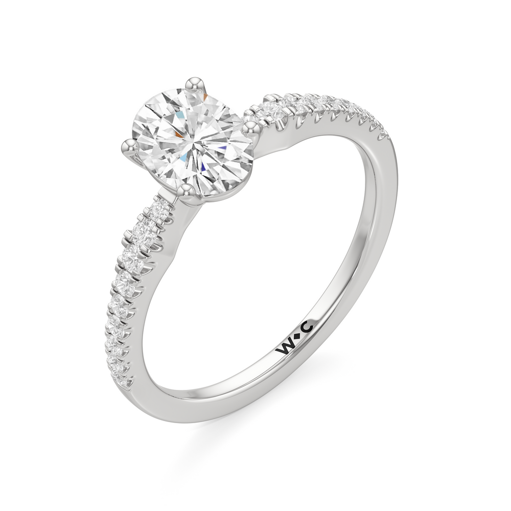 The Hazel Engagement Ring with Oval Cut Diamond in 14KT Platinum view 3
