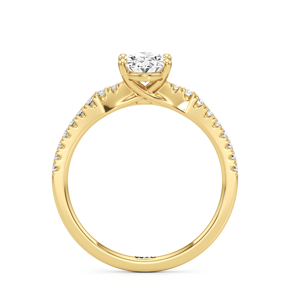 The Hazel Engagement Ring with Oval Cut Diamond in 14KT Yellow Gold view 2
