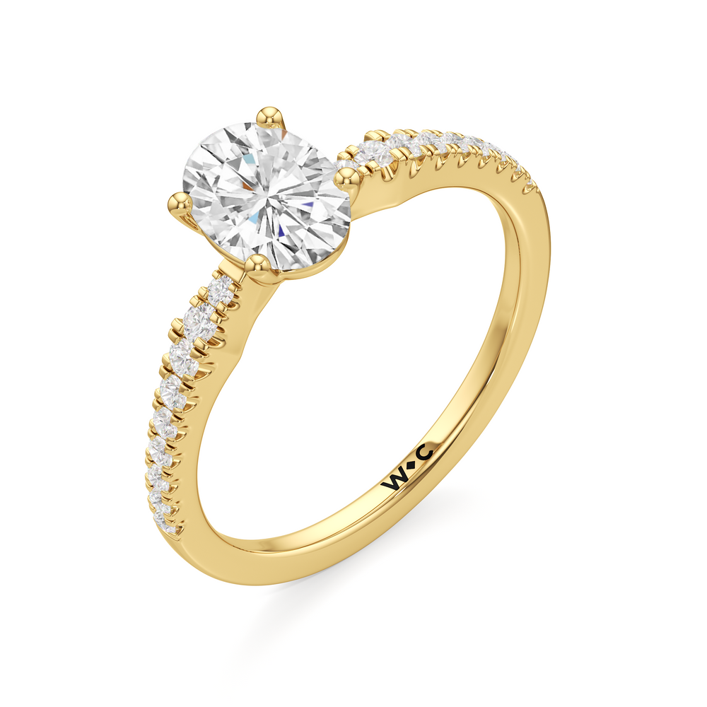 The Hazel Engagement Ring with Oval Cut Diamond in 14KT Yellow Gold view 3
