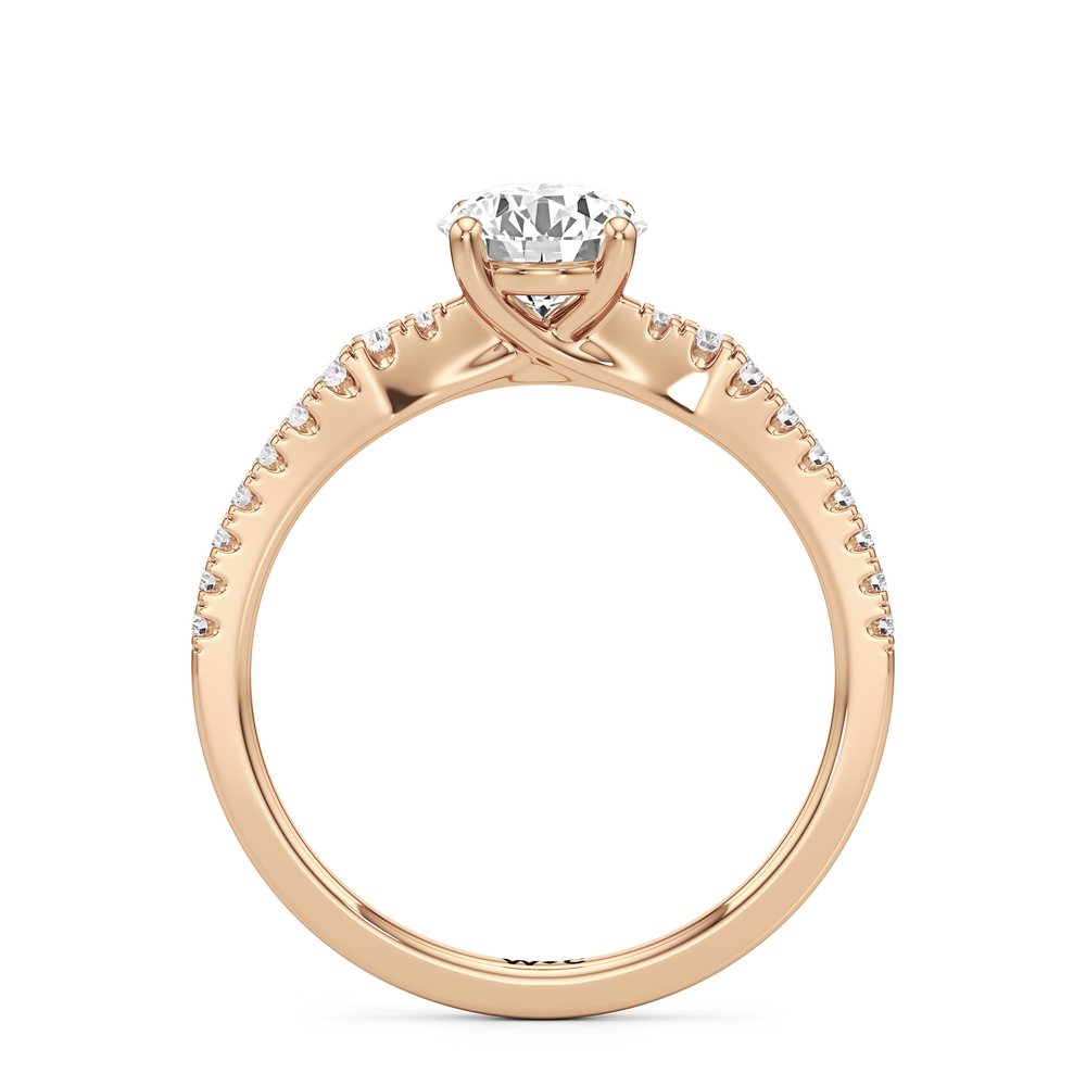 The Hazel Engagement Ring with Round Cut Diamond in 14KT Rose Gold view 2
