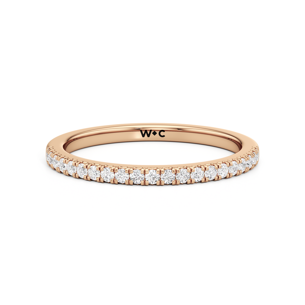 The Abgail Diamond Wedding Band with 18KT Rose Gold Cut Diamond in 14KT Rose Gold view 1
