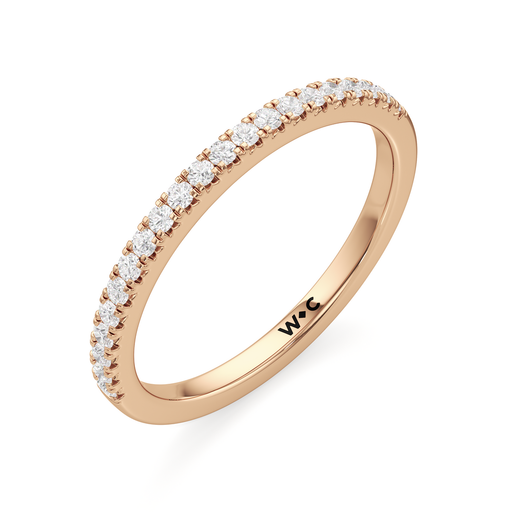 The Abgail Diamond Wedding Band with 18KT Rose Gold Cut Diamond in 14KT Rose Gold view 3
