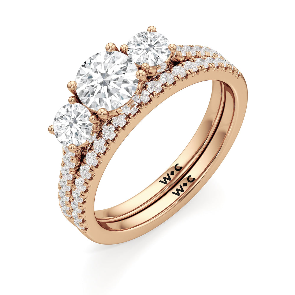 The Abgail Diamond Wedding Band with 18KT Rose Gold Cut Diamond in 14KT Rose Gold view 4
