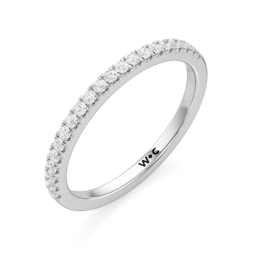 The Abgail Diamond Wedding Band with Platinum Cut Diamond in 14KT Platinum view 3

