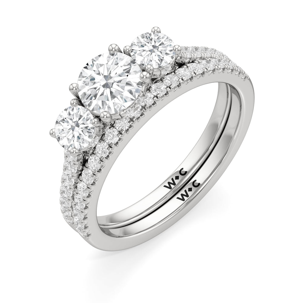 The Abgail Diamond Wedding Band with Platinum Cut Diamond in 14KT Platinum view 4

