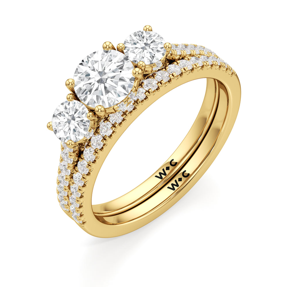 The Abgail Diamond Wedding Band with 18KT Yellow Gold Cut Diamond in 14KT Yellow Gold view 4
