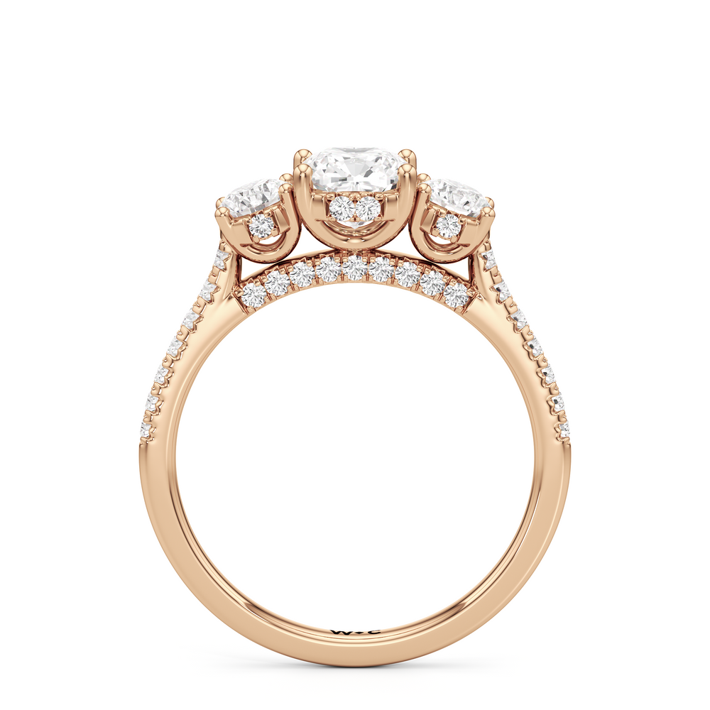 The Abgail Engagement Ring with Cushion Cut Diamond in 14KT Rose Gold view 2
