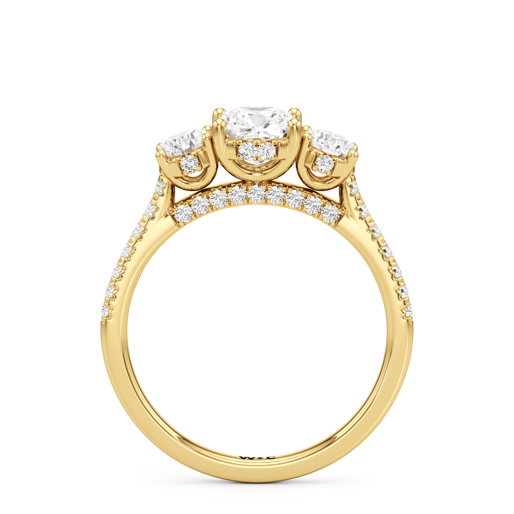The Abgail Engagement Ring with Cushion Cut Diamond in 14KT Yellow Gold view 2
