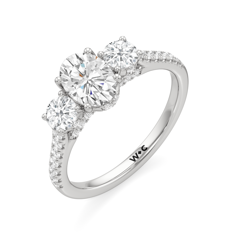 The Abgail Engagement Ring with Oval Cut Diamond in 14KT Platinum view 3

