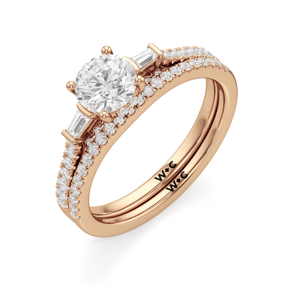 The Maud Diamond Wedding Band with 18KT Rose Gold Cut Diamond in 14KT Rose Gold view 4
