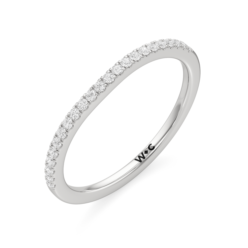 The Maud Diamond Wedding Band with Platinum Cut Diamond in 14KT Platinum view 3
