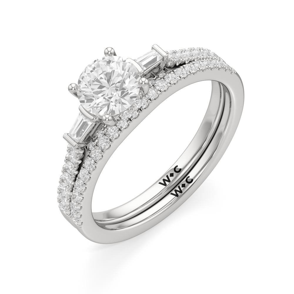 The Maud Diamond Wedding Band with Platinum Cut Diamond in 14KT Platinum view 4

