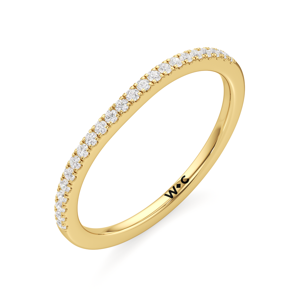 The Maud Diamond Wedding Band with 18KT Yellow Gold Cut Diamond in 14KT Yellow Gold view 3
