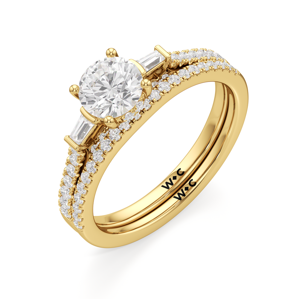 The Maud Diamond Wedding Band with 18KT Yellow Gold Cut Diamond in 14KT Yellow Gold view 4
