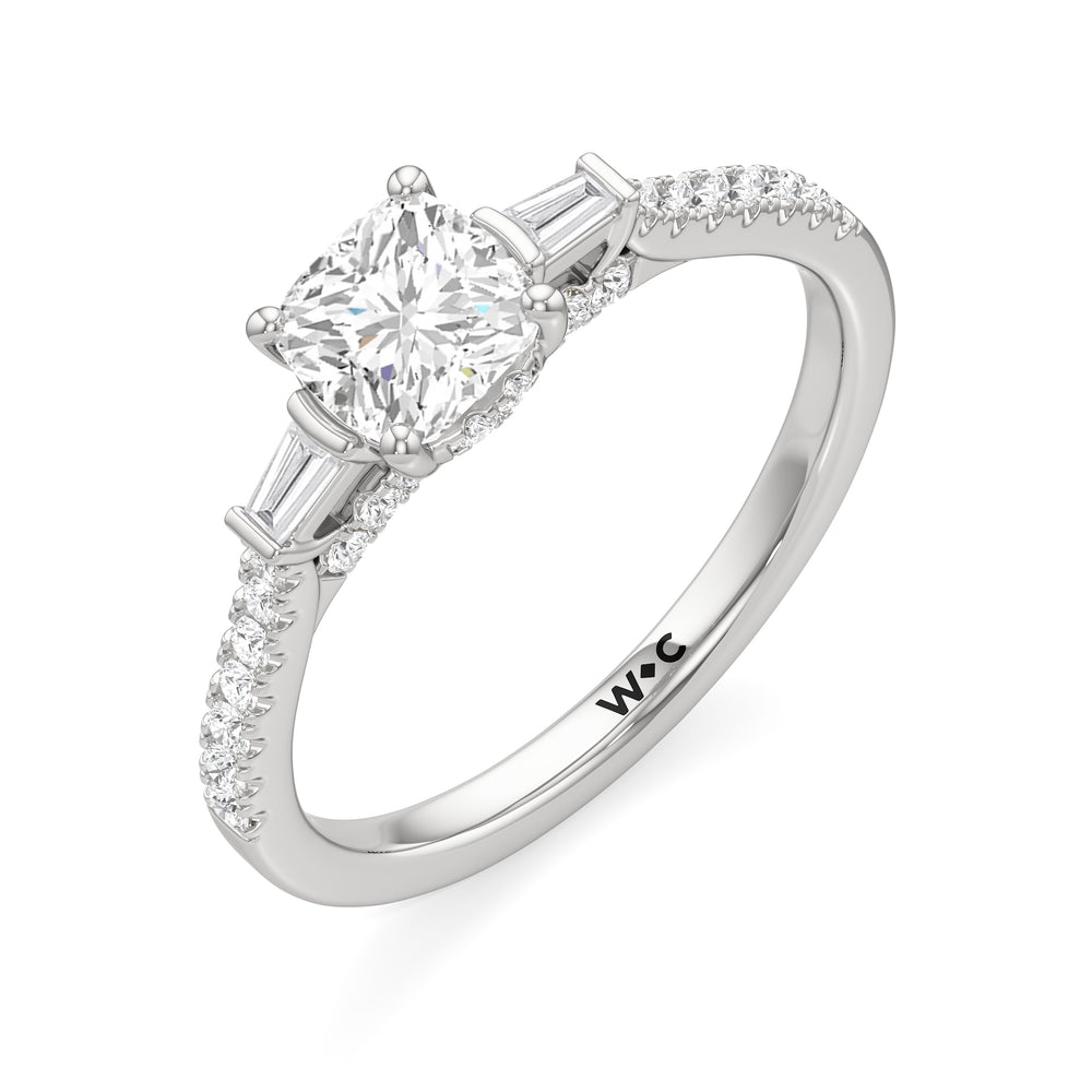 The Maud Engagement Ring with Cushion Cut Diamond in 14KT Platinum view 3
