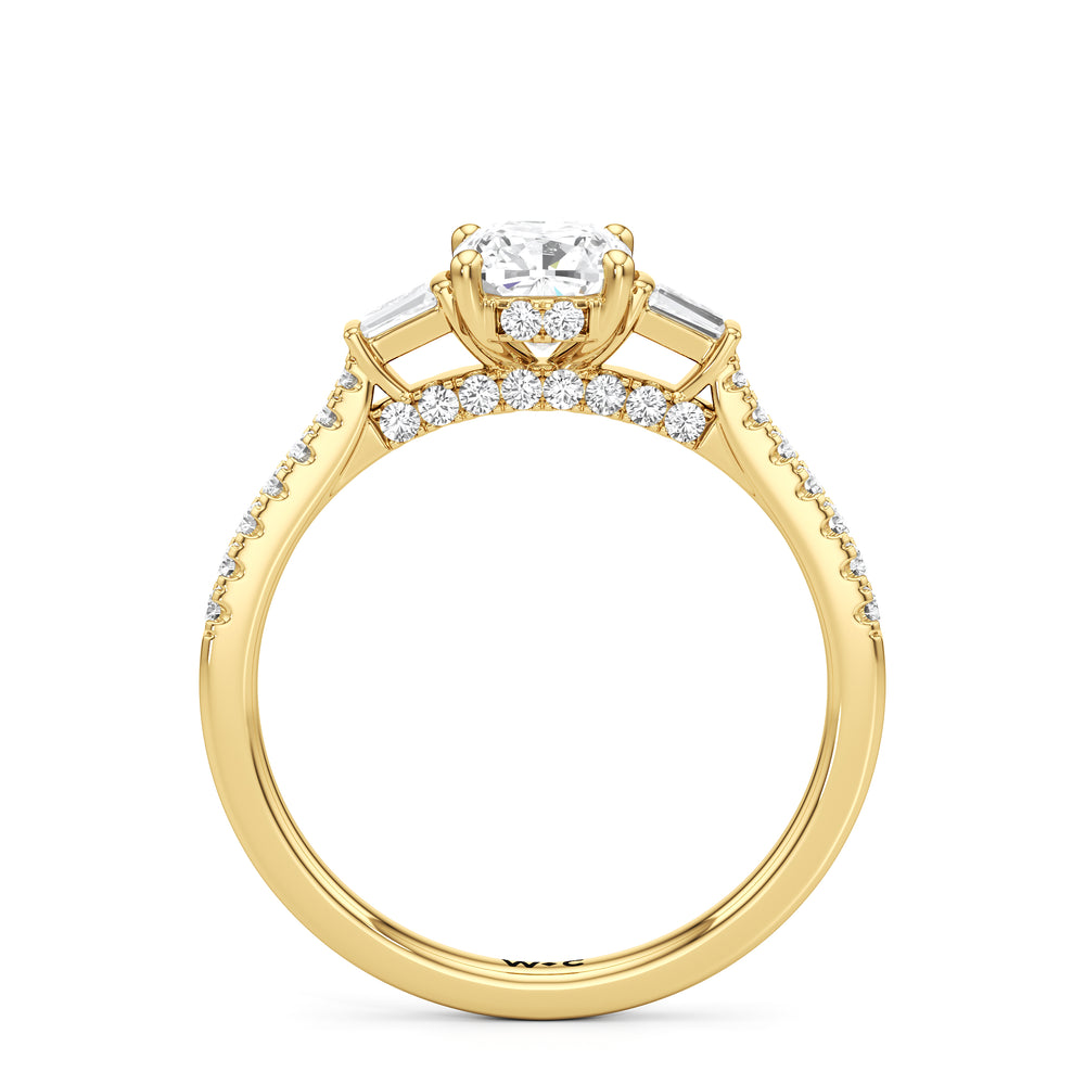 The Maud Engagement Ring with Cushion Cut Diamond in 14KT Yellow Gold view 2
