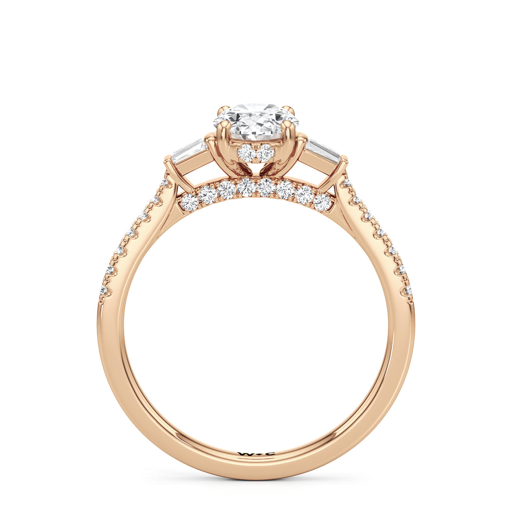 The Maud Engagement Ring with Oval Cut Diamond in 14KT Rose Gold view 2
