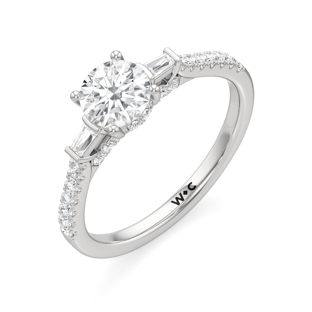 The Maud Engagement Ring with Round Cut Diamond in 14KT Platinum view 3
