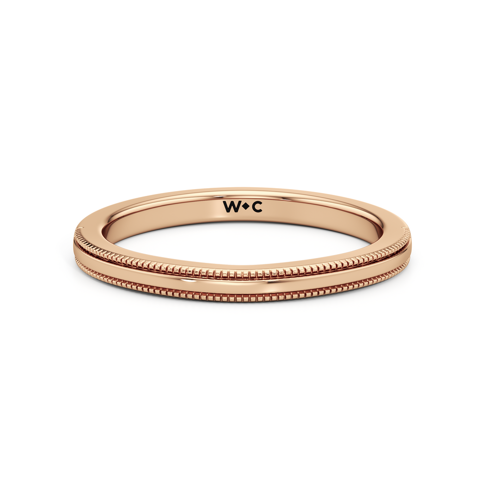 The Rosetta Wedding Band with 18KT Rose Gold Cut Diamond in 14KT Rose Gold view 1
