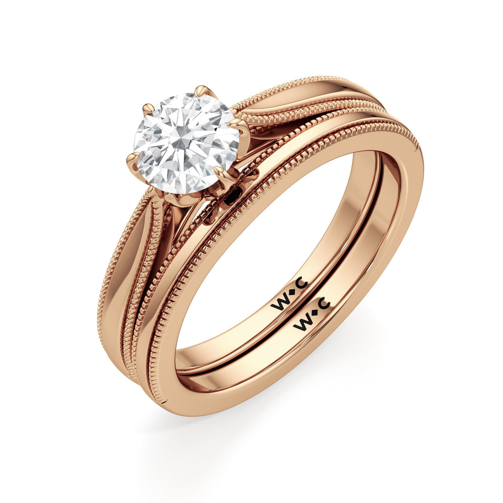 The Rosetta Wedding Band with 18KT Rose Gold Cut Diamond in 14KT Rose Gold view 4
