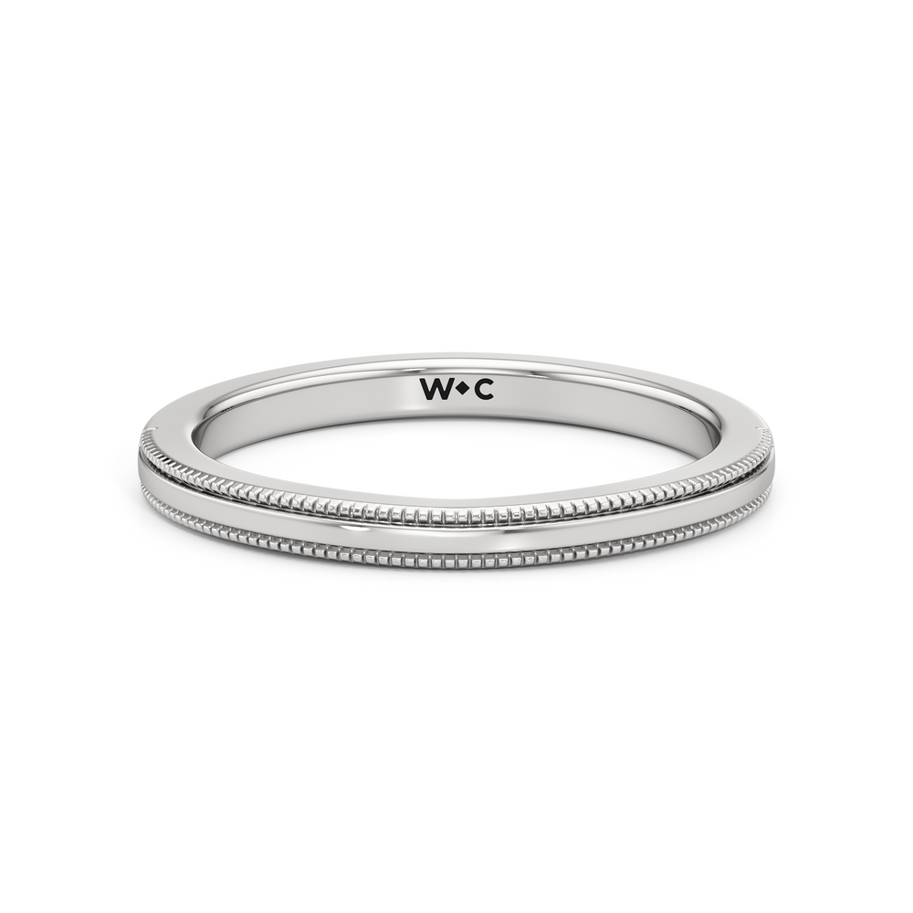 The Rosetta Wedding Band with Platinum Cut Diamond in 14KT Platinum view 1
