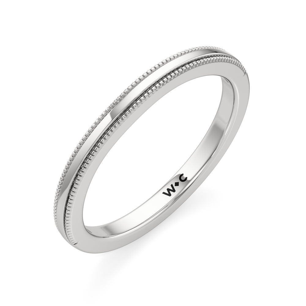 The Rosetta Wedding Band with Platinum Cut Diamond in 14KT Platinum view 3
