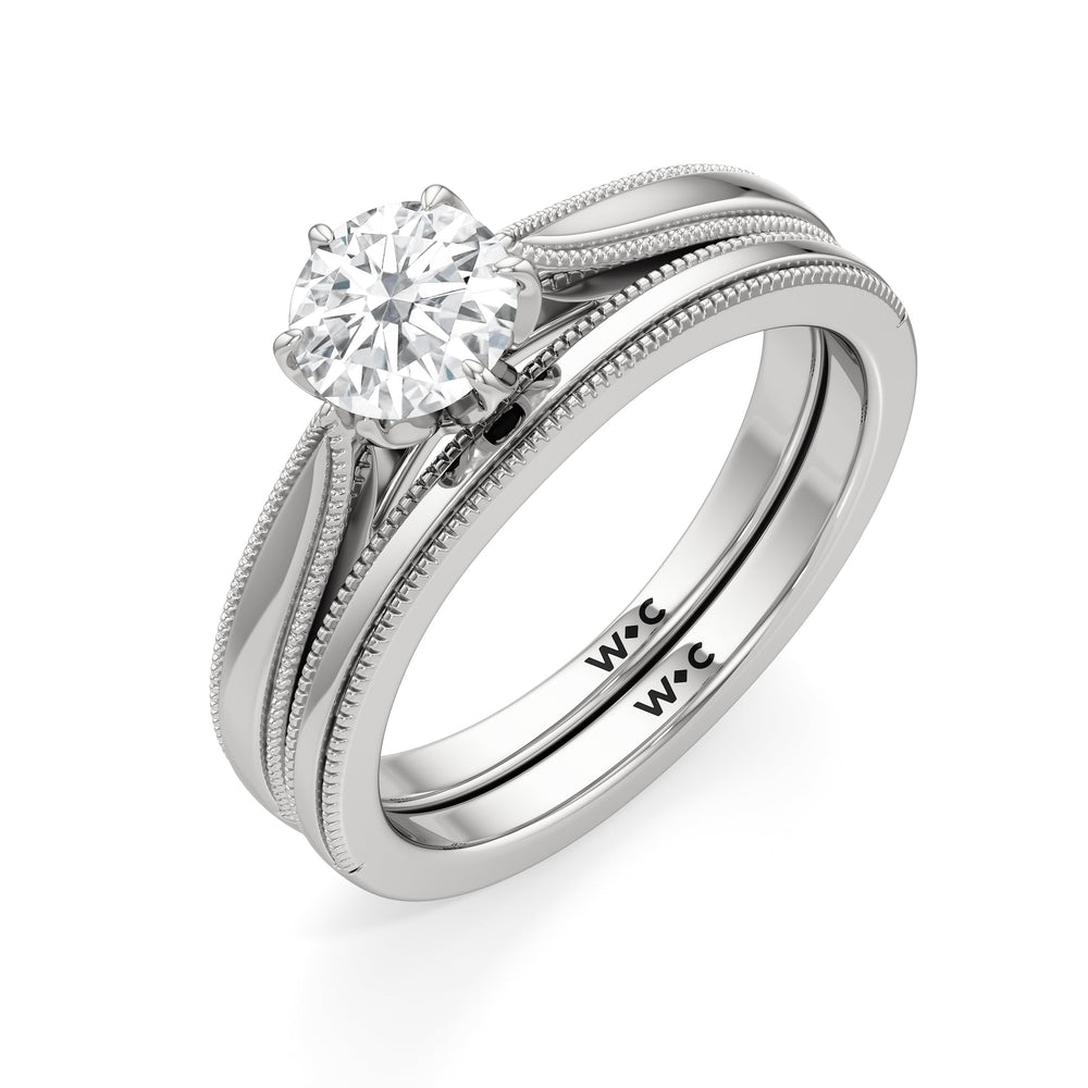The Rosetta Wedding Band with Platinum Cut Diamond in 14KT Platinum view 4
