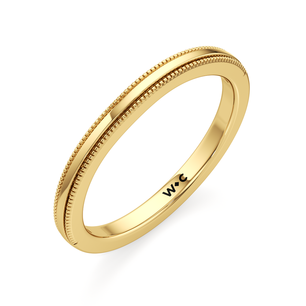 The Rosetta Wedding Band with 18KT Yellow Gold Cut Diamond in 14KT Yellow Gold view 3
