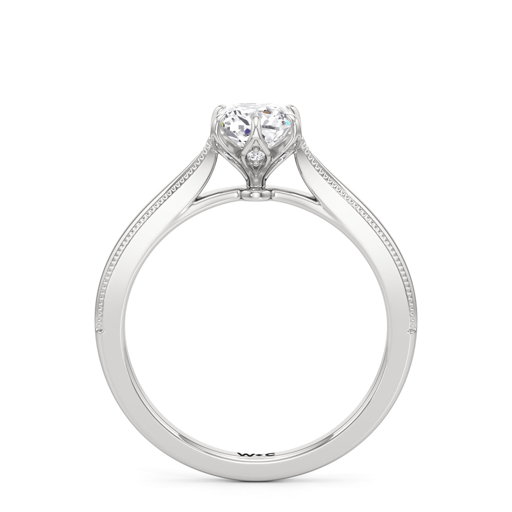 The Rosetta Engagement Ring with Cushion Cut Diamond in 14KT Platinum view 2
