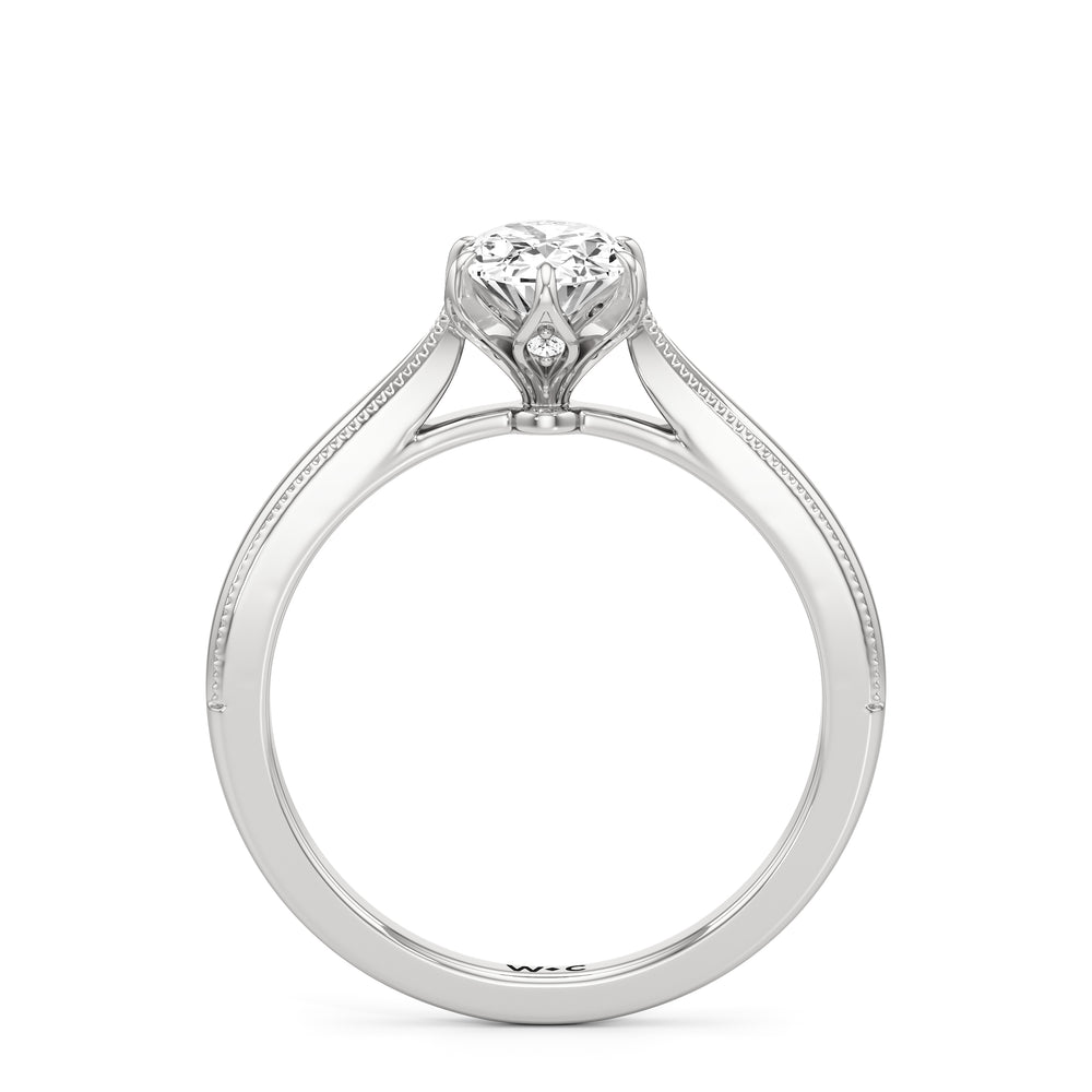 The Rosetta Engagement Ring with Oval Cut Diamond in 14KT Platinum view 2
