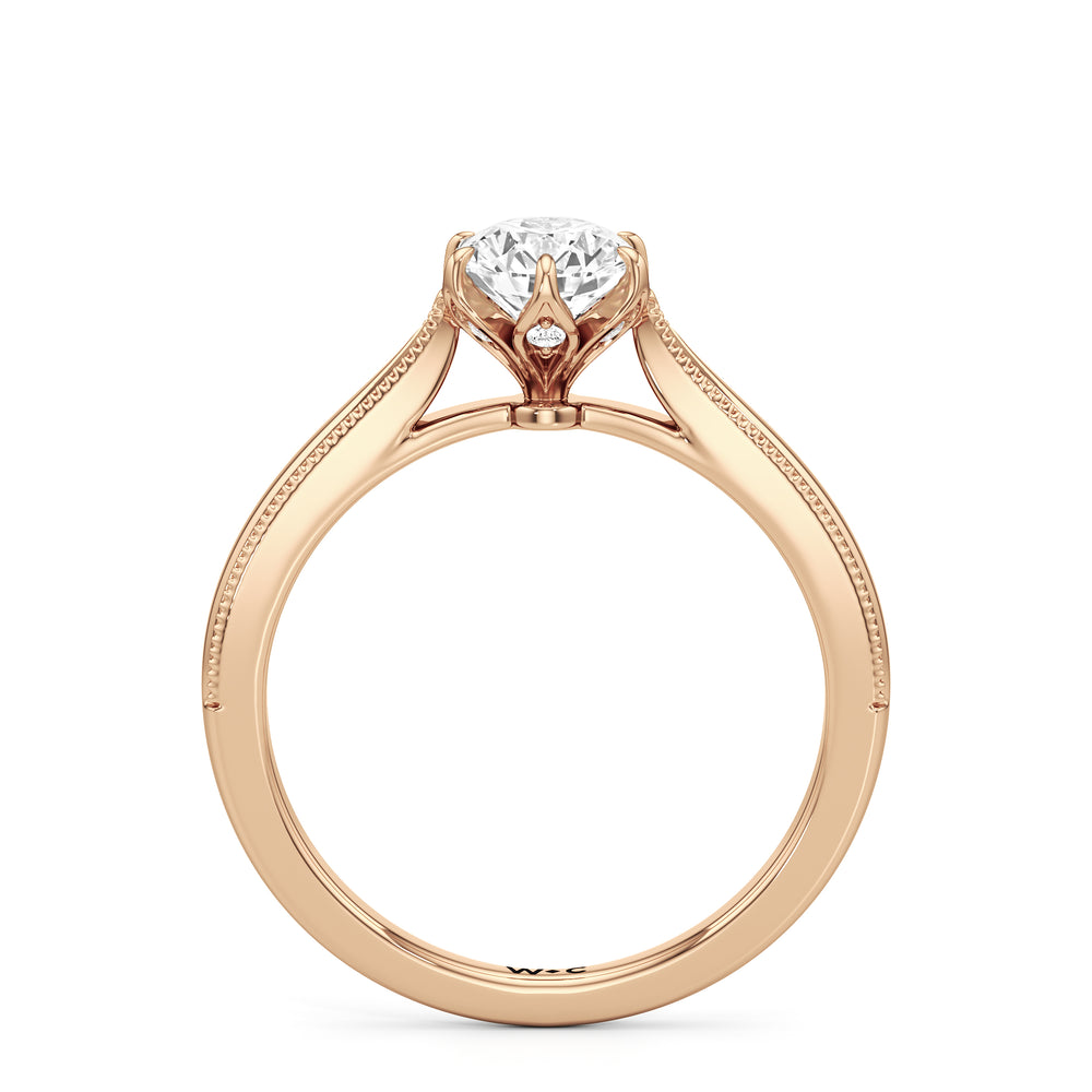 The Rosetta Engagement Ring with Round Cut Diamond in 14KT Rose Gold view 2
