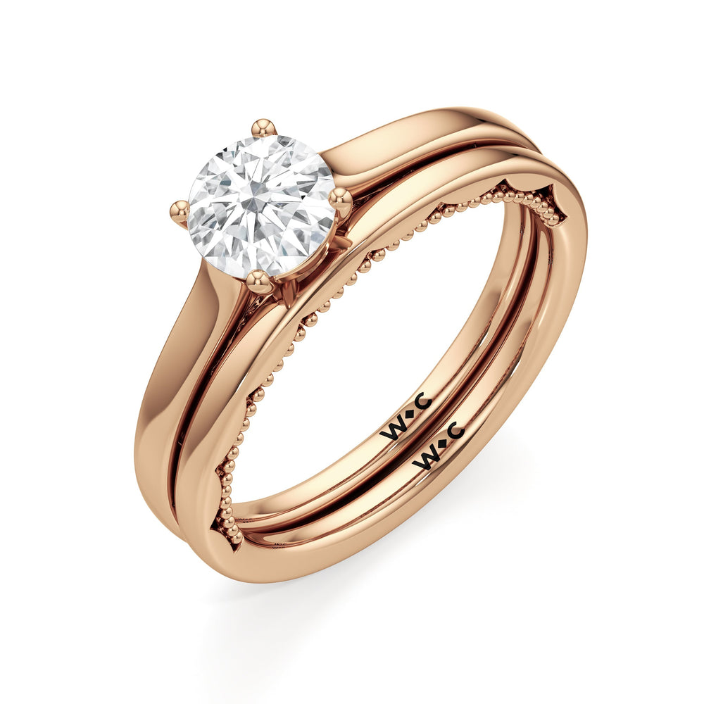 The Alexandra Wedding Band with 18KT Rose Gold Cut Diamond in 14KT Rose Gold view 4
