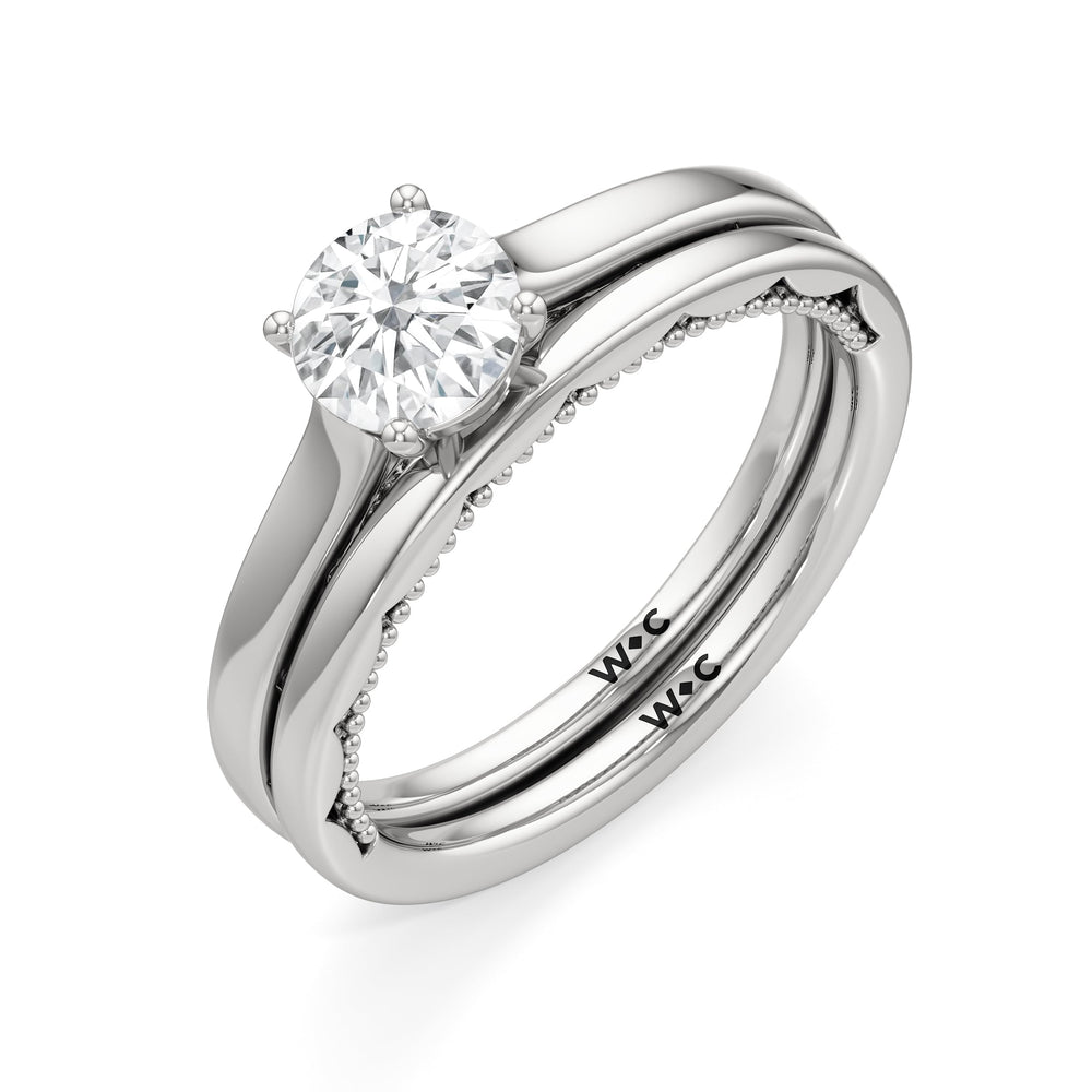 The Alexandra Wedding Band with Platinum Cut Diamond in 14KT Platinum view 4
