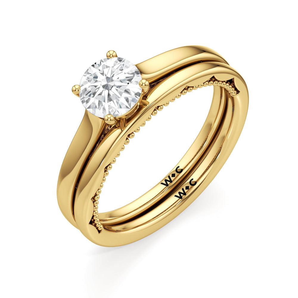 The Alexandra Wedding Band with 18KT Yellow Gold Cut Diamond in 14KT Yellow Gold view 4
