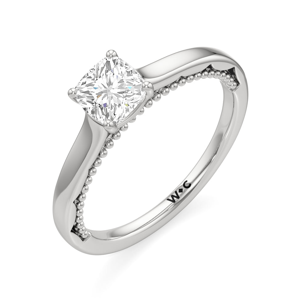 The Alexandra Engagement Ring with Cushion Cut Diamond in 14KT Platinum view 3
