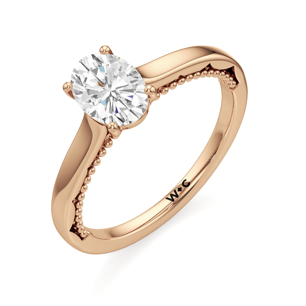 The Alexandra Engagement Ring with Oval Cut Diamond in 14KT Rose Gold view 3
