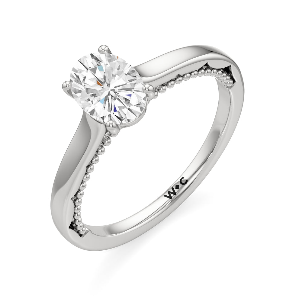 The Alexandra Engagement Ring with Oval Cut Diamond in 14KT Platinum view 3
