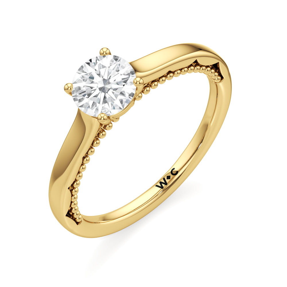 The Alexandra Engagement Ring with Round Cut Diamond in 14KT Yellow Gold view 3
