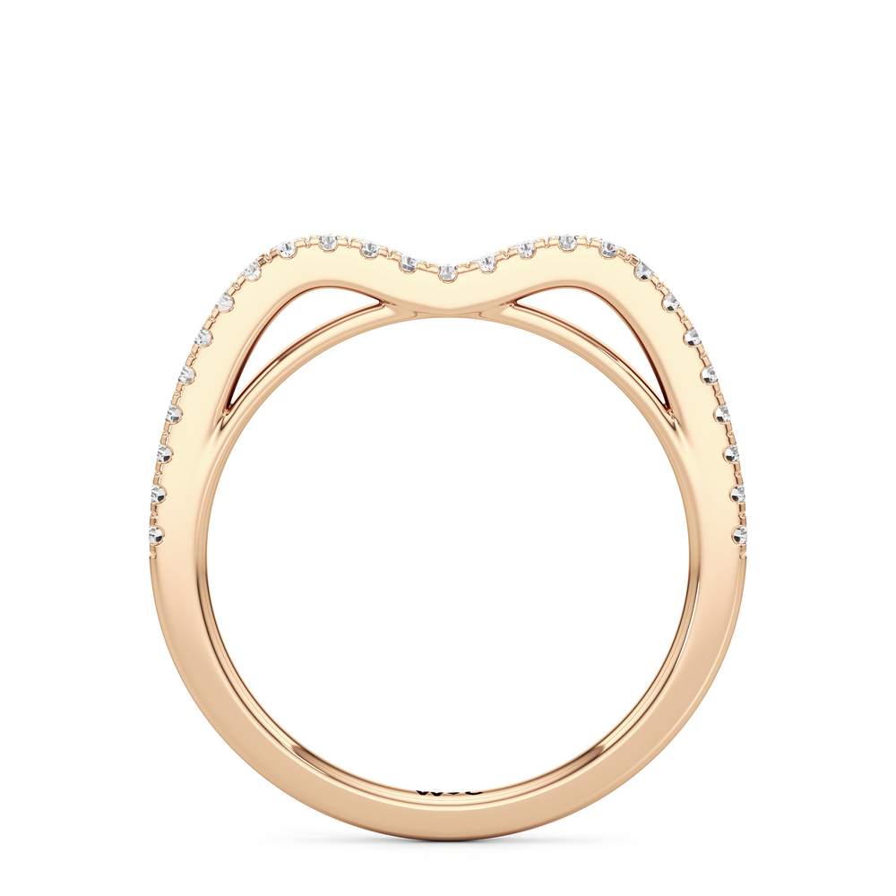 The Flora Diamond Wedding Band with 18KT Rose Gold Cut Diamond in 14KT Rose Gold view 2
