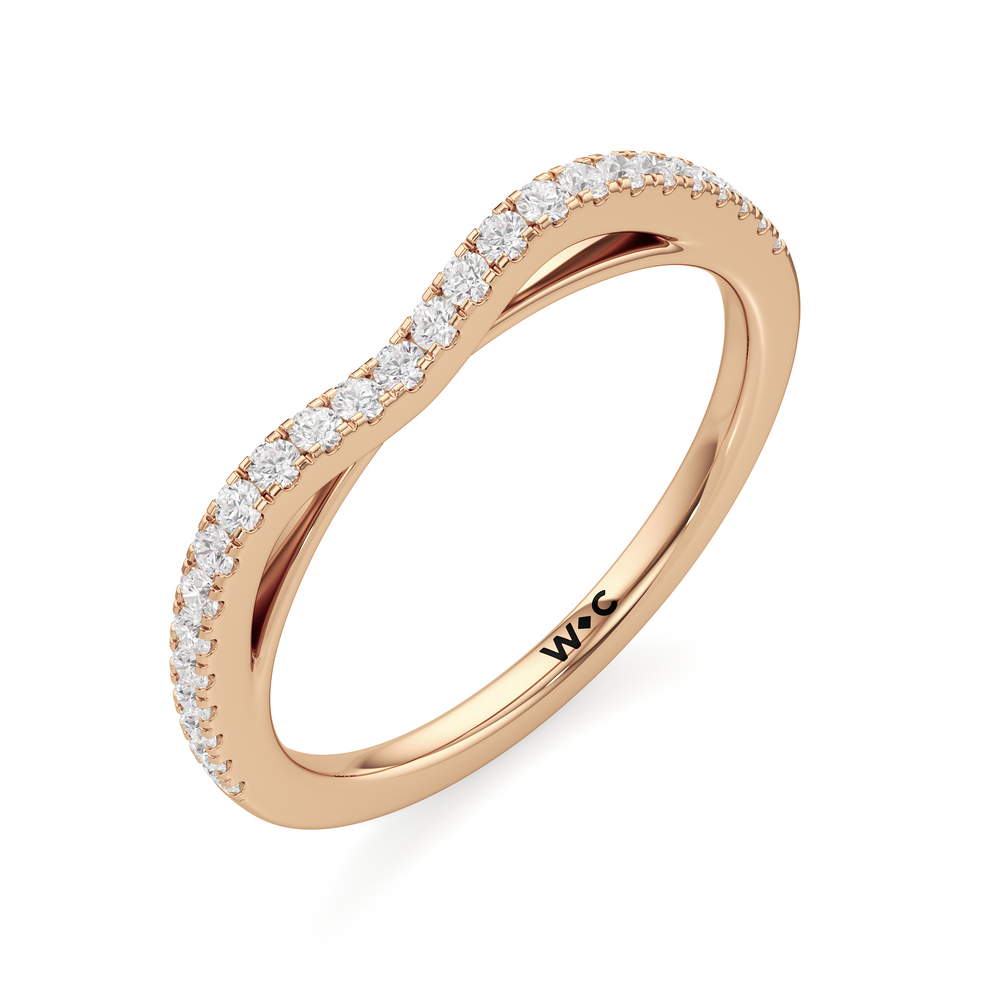 The Flora Diamond Wedding Band with 18KT Rose Gold Cut Diamond in 14KT Rose Gold view 3
