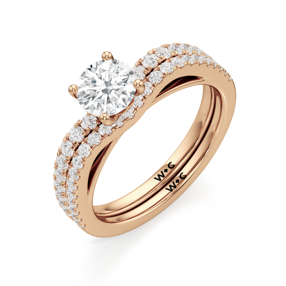 The Flora Diamond Wedding Band with 18KT Rose Gold Cut Diamond in 14KT Rose Gold view 4
