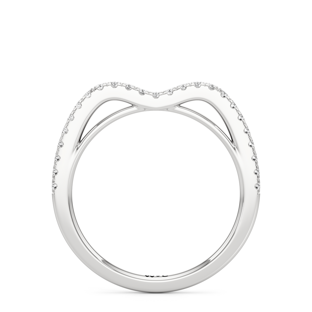 The Flora Diamond Wedding Band with Platinum Cut Diamond in 14KT Platinum view 2
