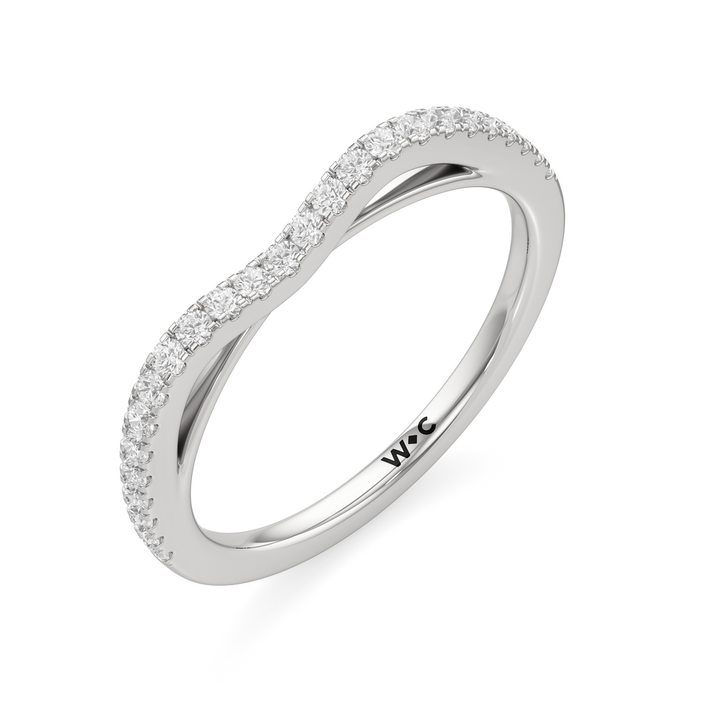 The Flora Diamond Wedding Band with Platinum Cut Diamond in 14KT Platinum view 3
