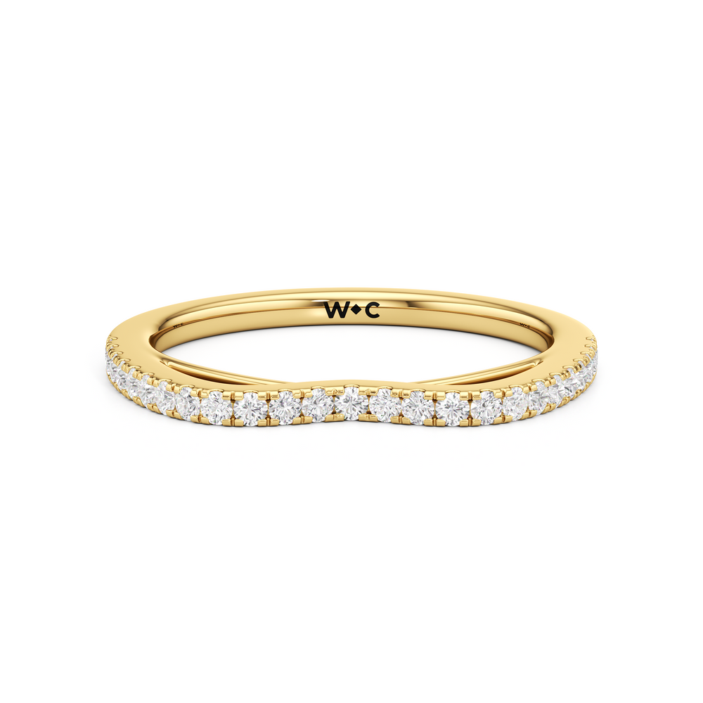 The Flora Diamond Wedding Band with 18KT Yellow Gold Cut Diamond in 14KT Yellow Gold view 1
