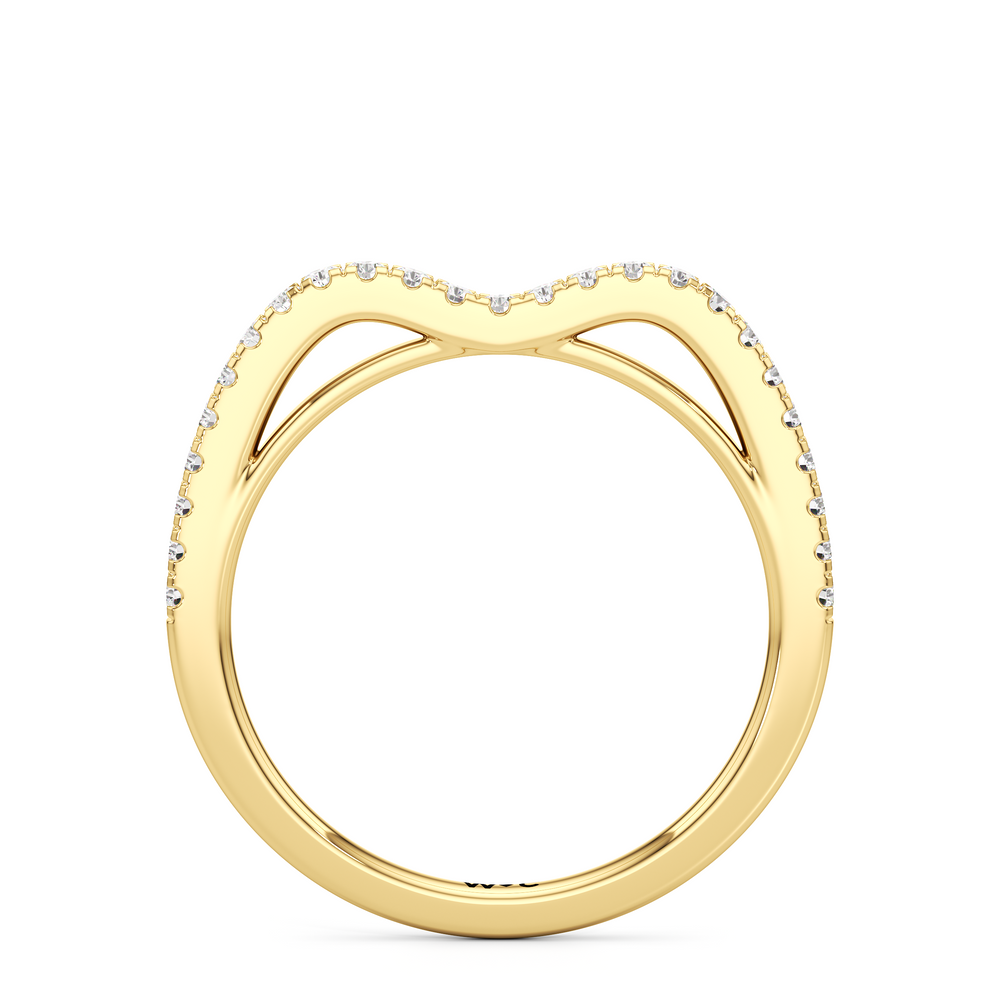The Flora Diamond Wedding Band with 18KT Yellow Gold Cut Diamond in 14KT Yellow Gold view 2

