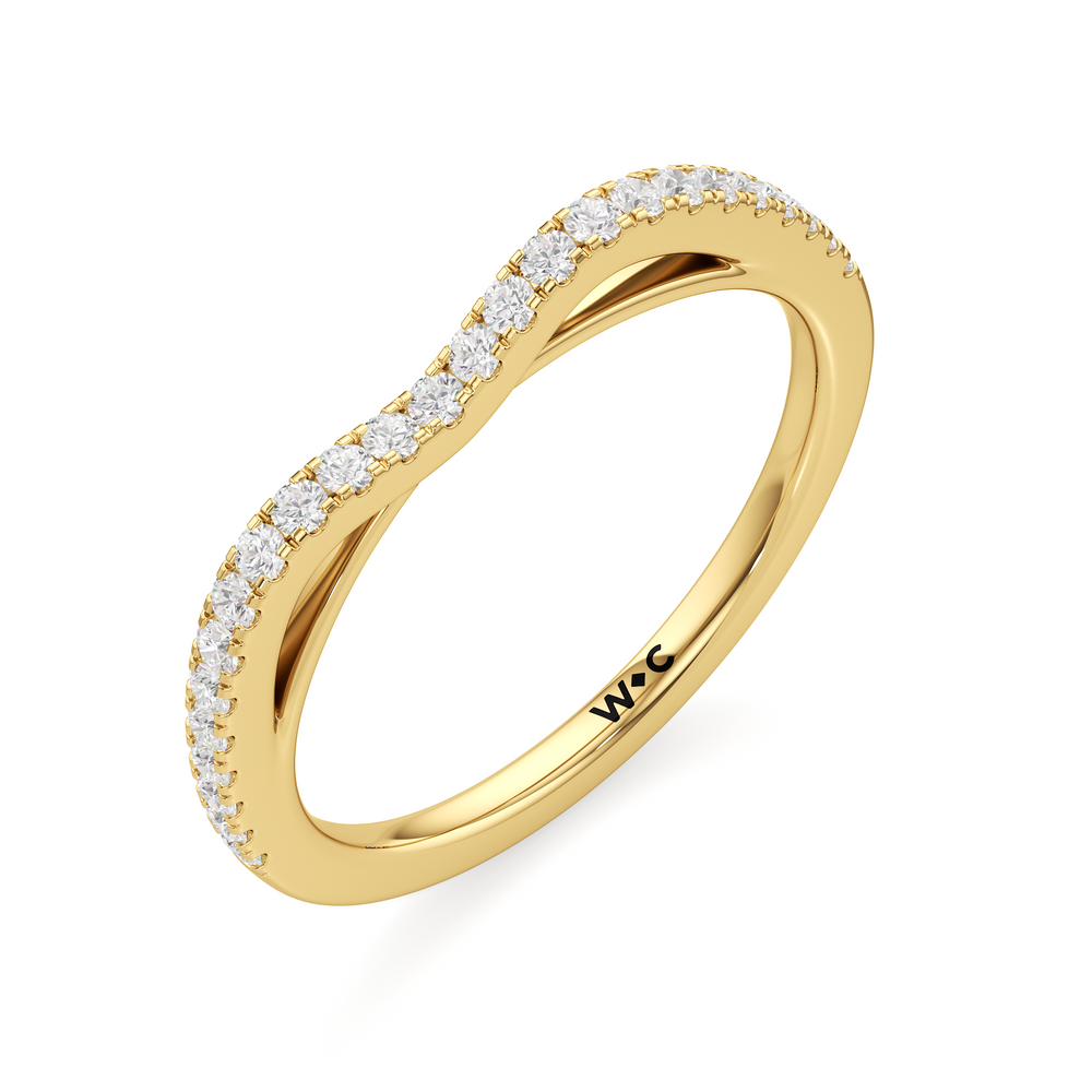 The Flora Diamond Wedding Band with 18KT Yellow Gold Cut Diamond in 14KT Yellow Gold view 3

